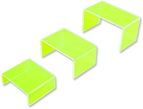 Risers de exibição de acrílico verde de néon x-flus