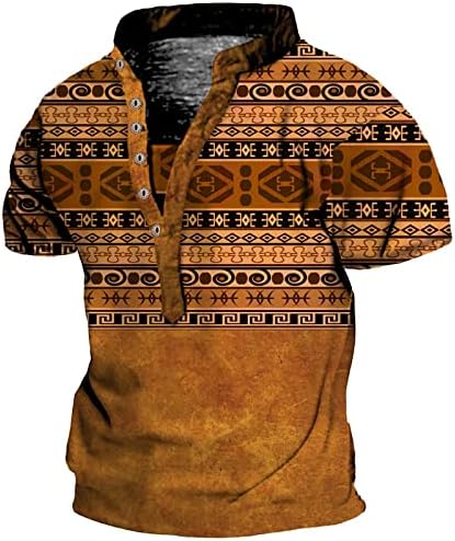 2023 camisetas étnicas ocidentais aztec para homens de grande porte de Button Down Down Henley camisetas engraçadas camisetas