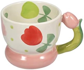 Koythin Ceramic Coffee Caneca, caneca criativa da alça de flor para escritório e casa, lava -louças e cofre de microondas,