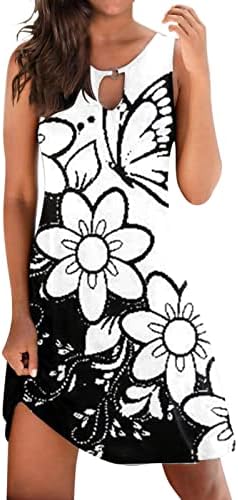 Iqka Women Summer Summer Casual Tank Dress Floral Print sem mangas o pescoço mini vestidos de thinc shift vestidos praia vestidos vestidos