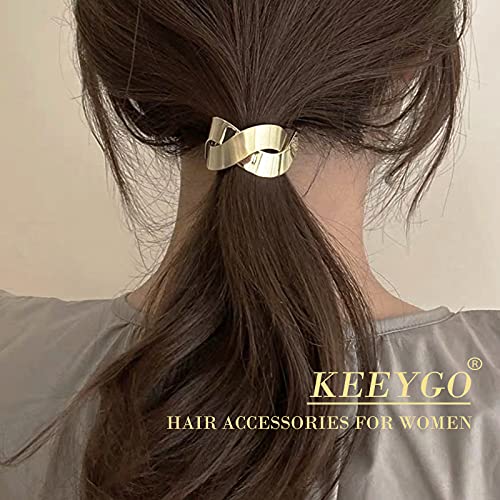 Cabelos Keeygo Ties 4pcs Mulheres cabelos elásticos amarrar acessórios de cabelo dourados para mulheres elastictics e laços de cabelo,