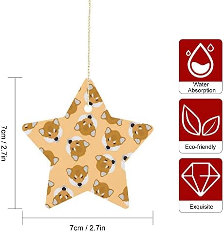 Japão Shiba Inu Dogs Cerâmica Star Star Decorações de Natal Árvore de Natal Pendurada Ornamento de Xmas Padrões de Natal