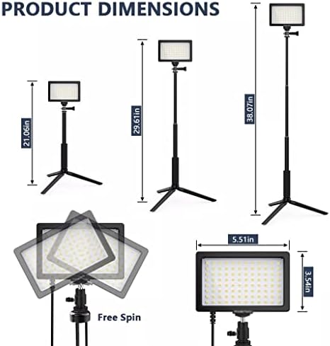 Dloett LED Video Light Photography Lamp Bi-Color 3200-5600K Luz do painel Dimmable com tripé para maquiagem de selfie