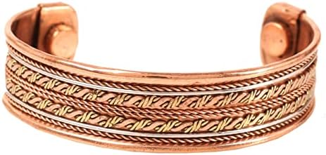 Touchstone Indian Handcrafted Handcled Copper Bracelet Paz Chakra Yoga Mantitation Mantra Jóias Manguarda para mulheres