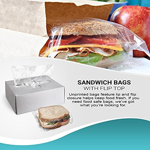 Sacos de sanduíche de plástico APQ com capotagem e lábio, 6,5 x 7,5 polegadas, embalagem de 2000 sanduíches de sanduíche de