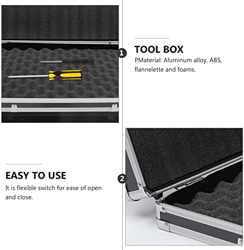 Caixa de ferramenta de alumínio doiTool, inserção de espuma, organizador de ferramentas portáteis profissionais da caixa de viagem ao ar livre, 23 L x 3,5w x 12,5 h