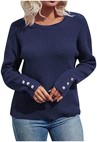 Ymosrh feminino de outono roupas suéteres outono cor sólida cor de manga longa de manga comprida moda de suéter