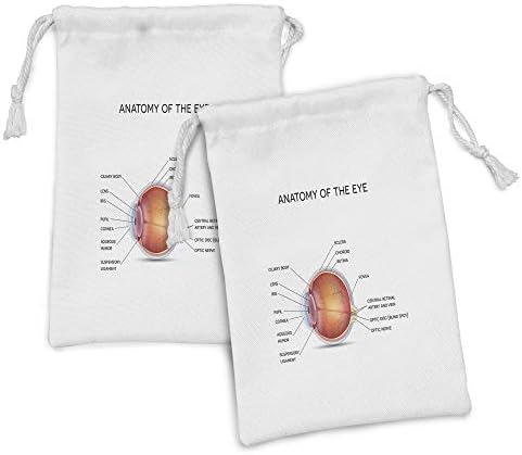 Conjunto de bolsas de tecido de tecido ocular de Ambesonne de 2, anatomia de um olho composto com peças denominadas saco de cordão