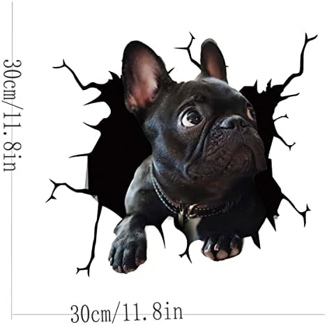 ZPAHQ French Bulldog Car adesivo de rachaduras, 11,8 x11.8in 3D Decalques de automóveis de cães à prova d'água de vinil, para laptop de parede para laptop para o carro