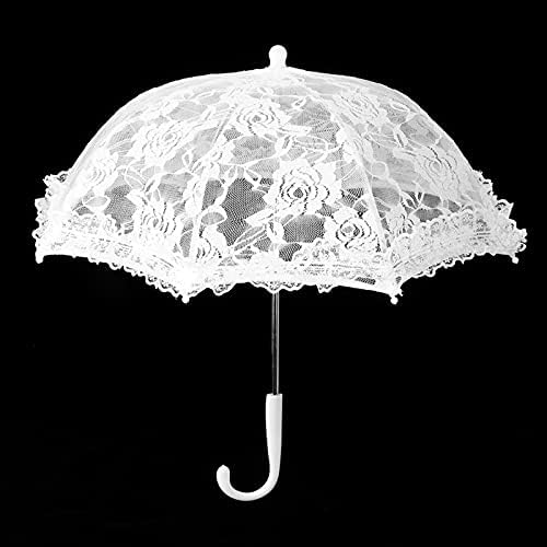 Guarda -chuvas de renda akozon para, flores artesanais de bordados de renda parasol um palco de palco mini decos