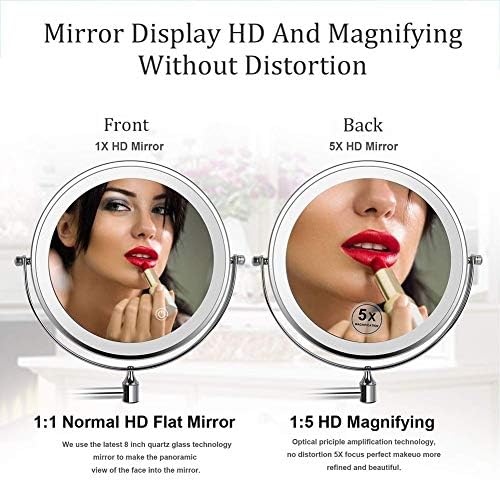 8 Espelho de maquiagem de parede de 8 LED Black, Atualize automaticamente desligado LED Mirror Touch Screen Luz ajustável