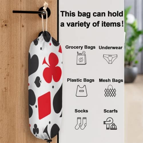 Plástico Plástico Sola pendurada Red Black Pocker Pattern Grocery Bag Organizer Cozinha Bolsa plástica Armazenamento/lixo
