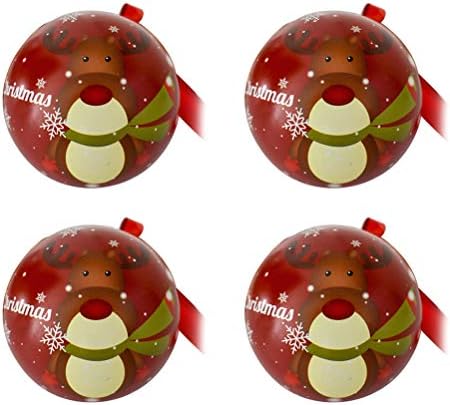 PretyZoom 4 PCs Christmas Tinplate Candy Ball Party Presente Caixa de armazenamento pendurada Corda Candy Candy Packaging Case Party Favors para oas de casamentos de natal