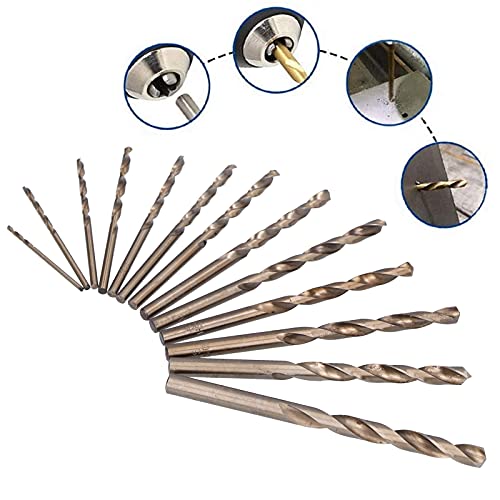 Walfront 13pcs Twist Drill Bits, HSS de cobalto resistente ao calor HSS SHANK STELHE