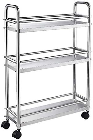 Prateleiras caseiras jyxcoShelf, estantes de prateleiras 304 Aço inoxidável Movável Carrinho de cozinha Plataforma de armazenamento Greamento estreito Rack de acabamento de armazenamento de fenda estreita, racks de armazenamento, racks de armazenamento