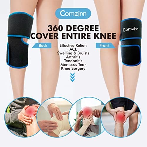 Comzinn Knee Ice Pack Pack, pacote de gelo reutilizável para joelhos inteiros, terapia a frio reduz o inchaço, o joelho esbelto,