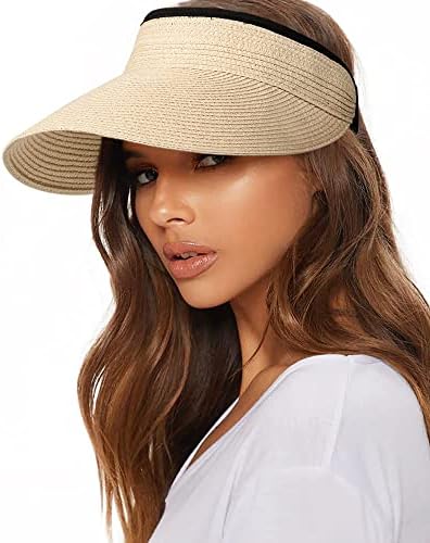 FURTALK WOMENS SUN VISOR HAT STRAW SUN VISES PARA MULHERES MULHERES POYTABLE PAYLATAL POYLATILIAIS CHATS PARA MULHERES VIAGENS UPF