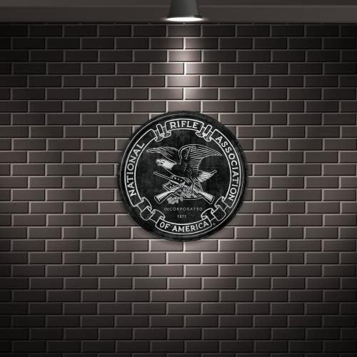 EMPRESAS DESPERIDADES NRA Black Heritage Logo Round Aluminium Sign com borda em relevo - decoração de parede de metal vintage