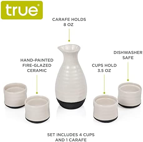 True Moga 5pcs Porcelana 4 3,5 onças SAKI Conjunto e 1 8oz de garrafa de garrafa de garrafa Japanha Tokkuri & Saki