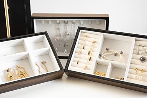 Ombre em casa caixa de jóias empilháveis ​​+ luxo artesanal de máquinas de mármore natural porta -maquiagem
