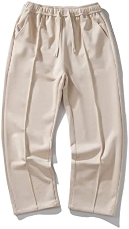 Calças de vinco costurado homens durante toda a temporada Fit Casual Casual Toda a cor sólida solta Memória da praia da moda de calça mais solta