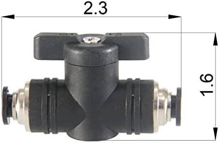 Válvula de esfera pneumática MSAEeiqun Push para conectar o ajuste, 1/4 da válvula de ar de fluxo de ar de ar de ar de pneumática Válvula de controle de conexão rápida ， bvu-1/4