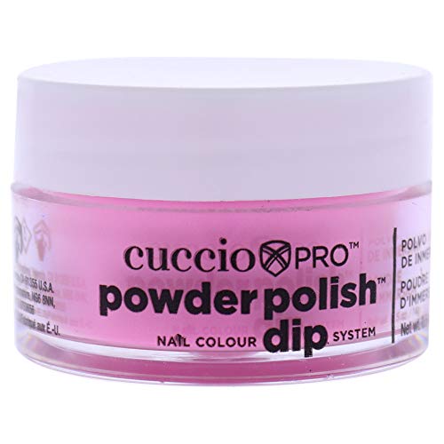 Cuccio Color Powder Ponen Polish - laca para manicure e pedicure - pó altamente pigmentado que é finamente moído - acabamento durável com uma cor rica impecável - fácil de aplicar - rosa neon - 0,5 oz