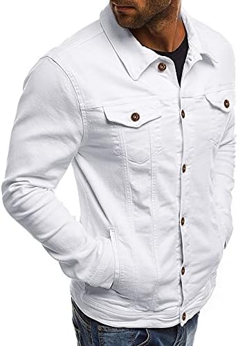 Wenkomg1 Men's Spring/Fall Jacket Shirts Botão básico para baixo