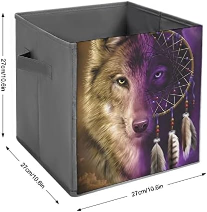 Wolf Dreamcatcher colapsível Bin Cubos Cubos Organizador Caixa dobrável com alças