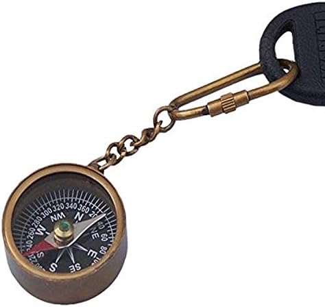 Hampton náutico K-246-An Antigo Brass Compass 5 -nutical Chain Decorative Key Ring
