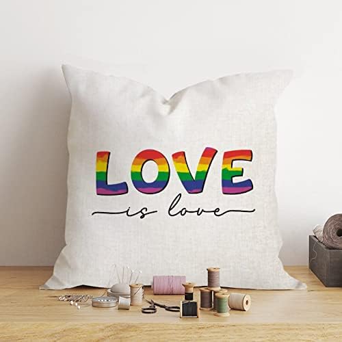 Love Is Love Throw Pillow Capa de travesseiro de dia dos namorados Caixa de travesseiro gay orgulho arco -íris LGBT GAY CUSHION CUSHION CUSCO DECORTAIVE Decoriva Decoração de casa para sofá Sofá Bed Car 22x22in