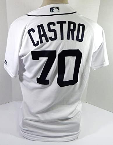 2018 Detroit Tigers Harold Castro 70 Jogo emitido POS usou White Jersey 42 76 - Jogo usou camisas MLB