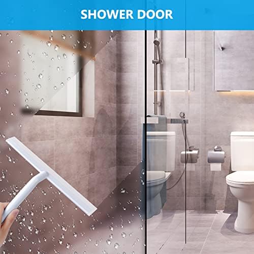 Auauy Silicone Shower Squeegee Para portas de vidro, rodo para domésticos com gancho, rodo da janela para banheiro, porta de chuveiro, janelas, espelhos, telhas e vidro do carro