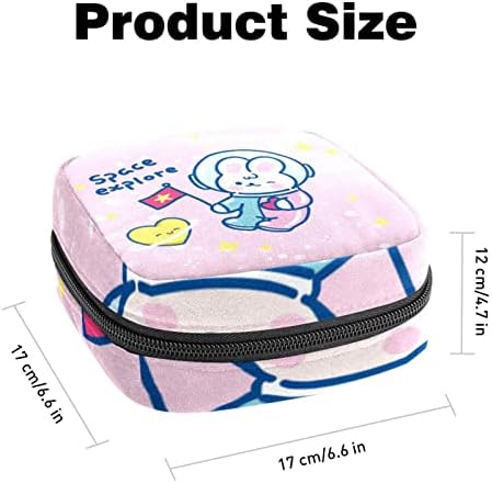 Bolsa de armazenamento de guardanapos sanitários de Oryuekan, bolsas de zíper menstrual reutilizável portátil, bolsa de armazenamento de tampões para mulheres meninas, desenho animado de desenho animado universo do espaço de coelho