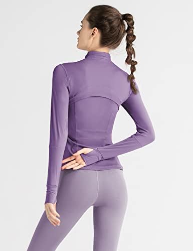 Locachy Women Slim Fit Full Full Athletic Running Sports Workout Jacket com bolsos