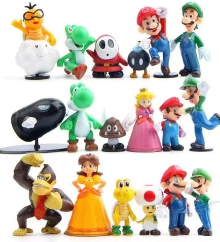 Defina Mario Toys Bros Super Mary Princess, Tartaruga, Cogumelo, Orangotango, Figuras de Ação, 2 polegadas （18 pacotes）