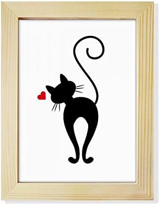 Diythinker em forma de coração gato sihouette animal desktop adorno moldura foto exibir arte pintura de madeira