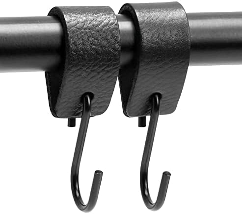 Resistência bruta - Golheções de couro multifuncional - preto - 24 peças - ganchos em forma de S - gancho de casaco - ganchos