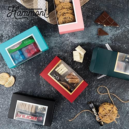 Caixas de biscoito de Hammont para doação de presentes - 6 caixas de padaria pequena - caixas de pastelaria decorativas com janela,
