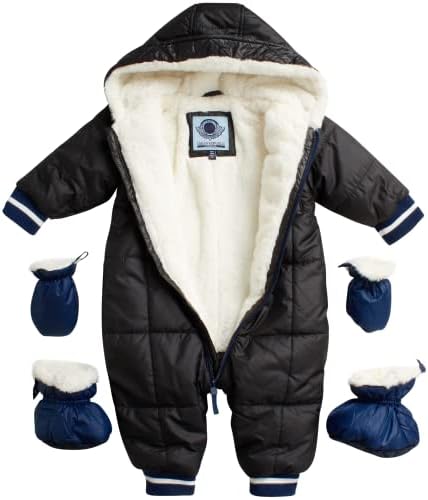 Urban Republic Baby Boys 'Pram Snowsuit - Bodysuit de lã Quilted - Coverlls de roupas para fora, luvas removíveis