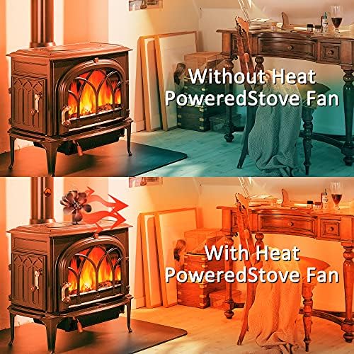 Ventiladores de lareira de baaisk, ventilador de fogão a lenha, ventilador de fogão ecológico com termômetro, 5 lâminas fã de fogão