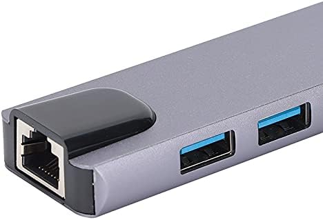 753 Adaptador de cubos USB C, 5 em 1 adaptador USB C com HDMI, 2 portas USB 3.0, porta de carregamento rápido PD e Ethernet,