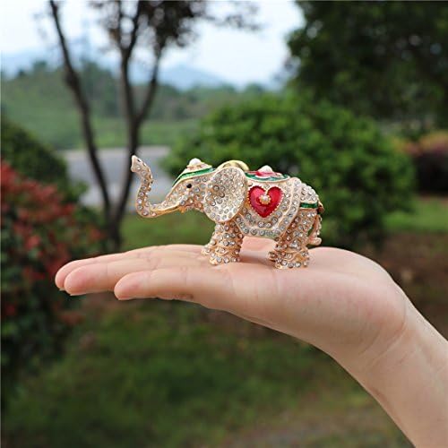 Valsa e F pintada à mão esmaltada vermelha amor amor Elefante decorativo decorativo Jóia de jóias Caixa de bugigangas Animais
