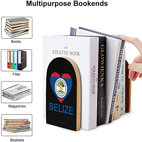 Love Belize Pintura de Wood Bookend Decorativa Livro não esquiador End 1 par 7x5 polegadas