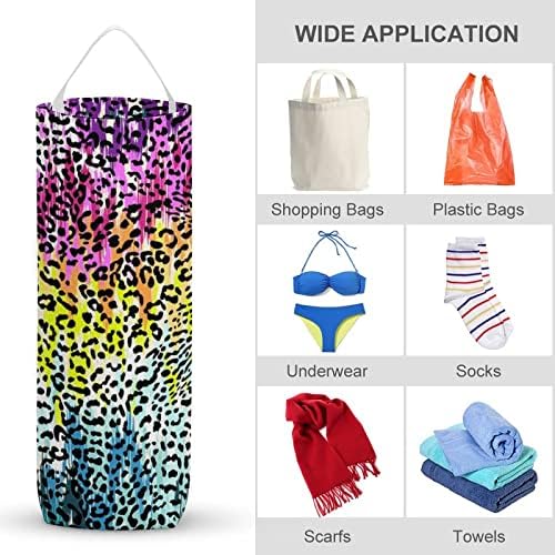 Color Cheetah Skin Grocery Saco de dispensadores de organizadores laváveis ​​com loop suspenso para armazenamento de sacos de lixo
