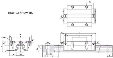 Guias lineares peças de impressão 3D Máquina CNC Slide linear SLIDE HGW20MM 1PCS 20mm L-200mm + 2pcs HGW20CA Carruagem