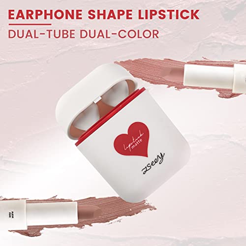 Lipstick da forma do fone de ouvido ZSEEY, conjunto de maquiagem de batom fosco de cores nude, hidratante de veludo de veludo