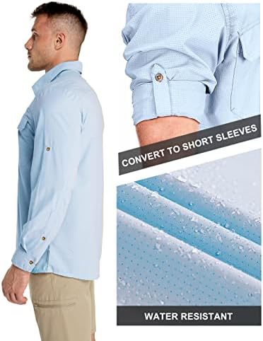 33.000 pés de manga longa masculina Camisa de proteção solar upf 50+ UV Camisas de pesca de resfriamento seco rápido para viagens para