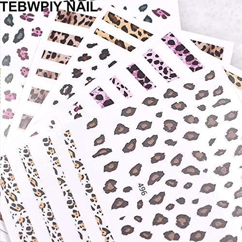 Decalques de adesivos de arte de pregos estampados de leopardo Decoram 1000+ Animal LEOPARD ASSENHO DE LEOPARDO DENIFICADO FALSO DE PERNO DE PERQUENO DE ANES 3D Dicas de unhas auto-adesivas para mulheres Manicure Dicas de suprimentos de unhas Kit-6 lençóis…