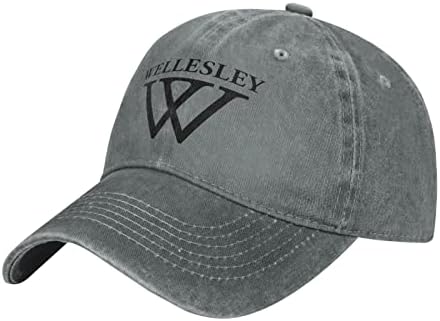 Logotipo do Wellesley College Classic Cowboy Hat lavado com twill-twill-chapé ajustável